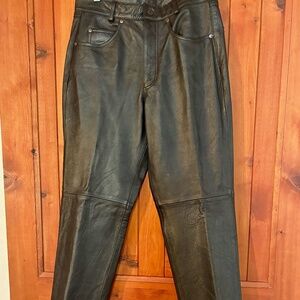 Vtg Wilsons Black Leather Pants Moto Motorcycle Fully Lined Mens 32